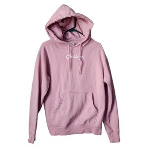 GLOSSIER Pink logo Hoodie oversized size XS‎